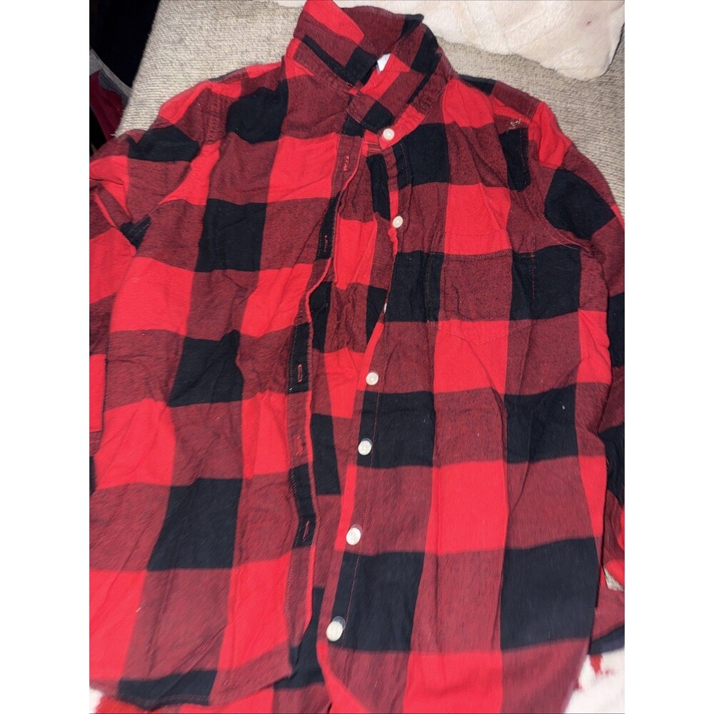 Old Navy Classic Flannel Pocket Shirt Red/Black Buffalo Plaid Size Large